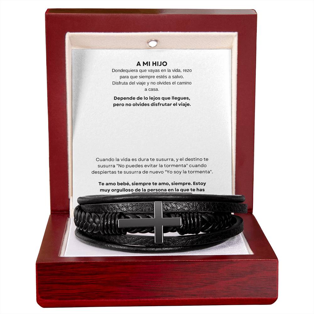 Spanish To My Son Men's Cross Bracelet
