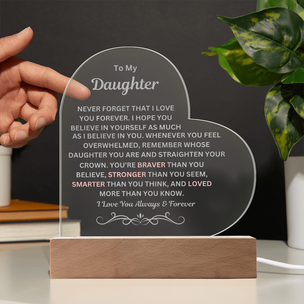 Daughter Engraved Acrylic Heart Plaque