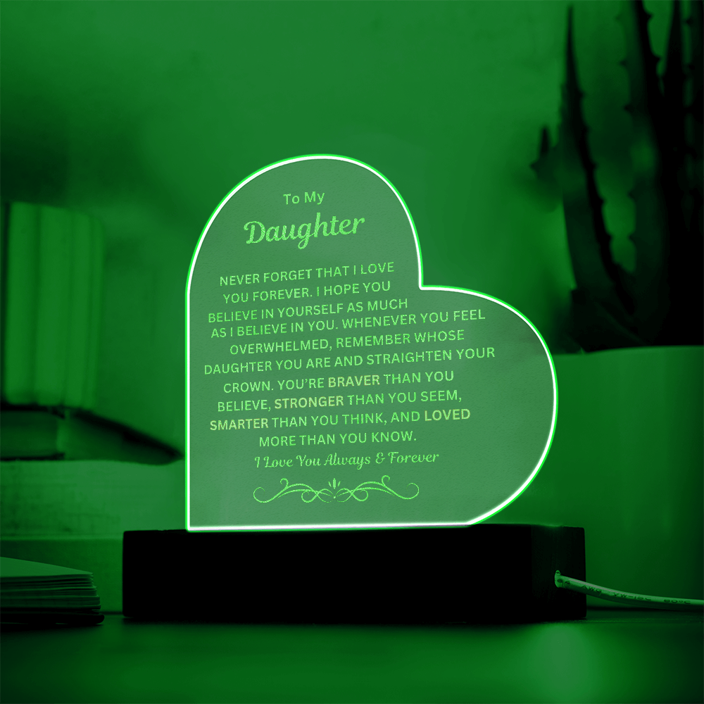 Daughter Engraved Acrylic Heart Plaque