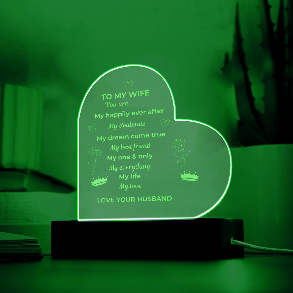 To My Wife Engraved Acrylic Heart Plaque