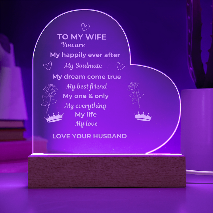 To My Wife Engraved Acrylic Heart Plaque