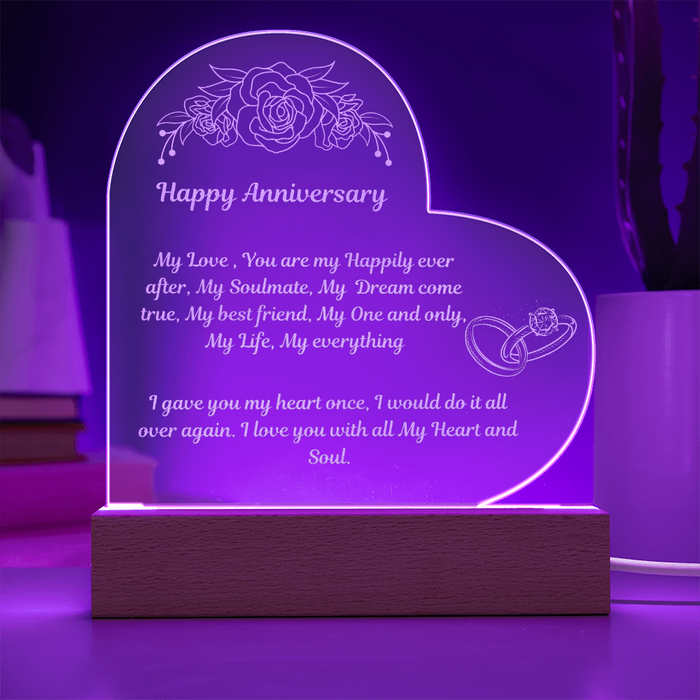 Happy Anniversary Engraved Heart Plaque