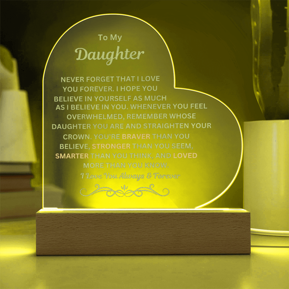 Daughter Engraved Acrylic Heart Plaque