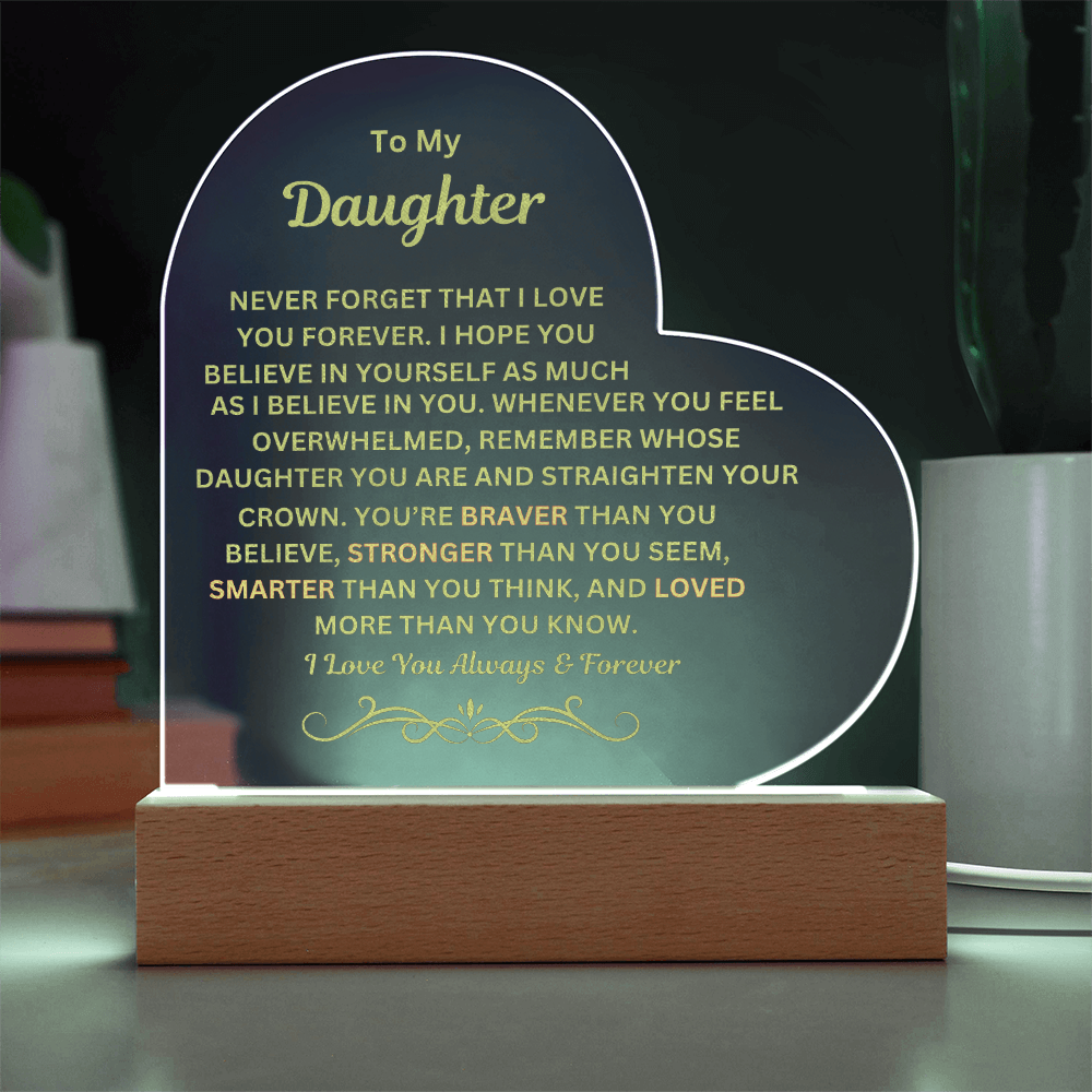 Daughter Engraved Acrylic Heart Plaque