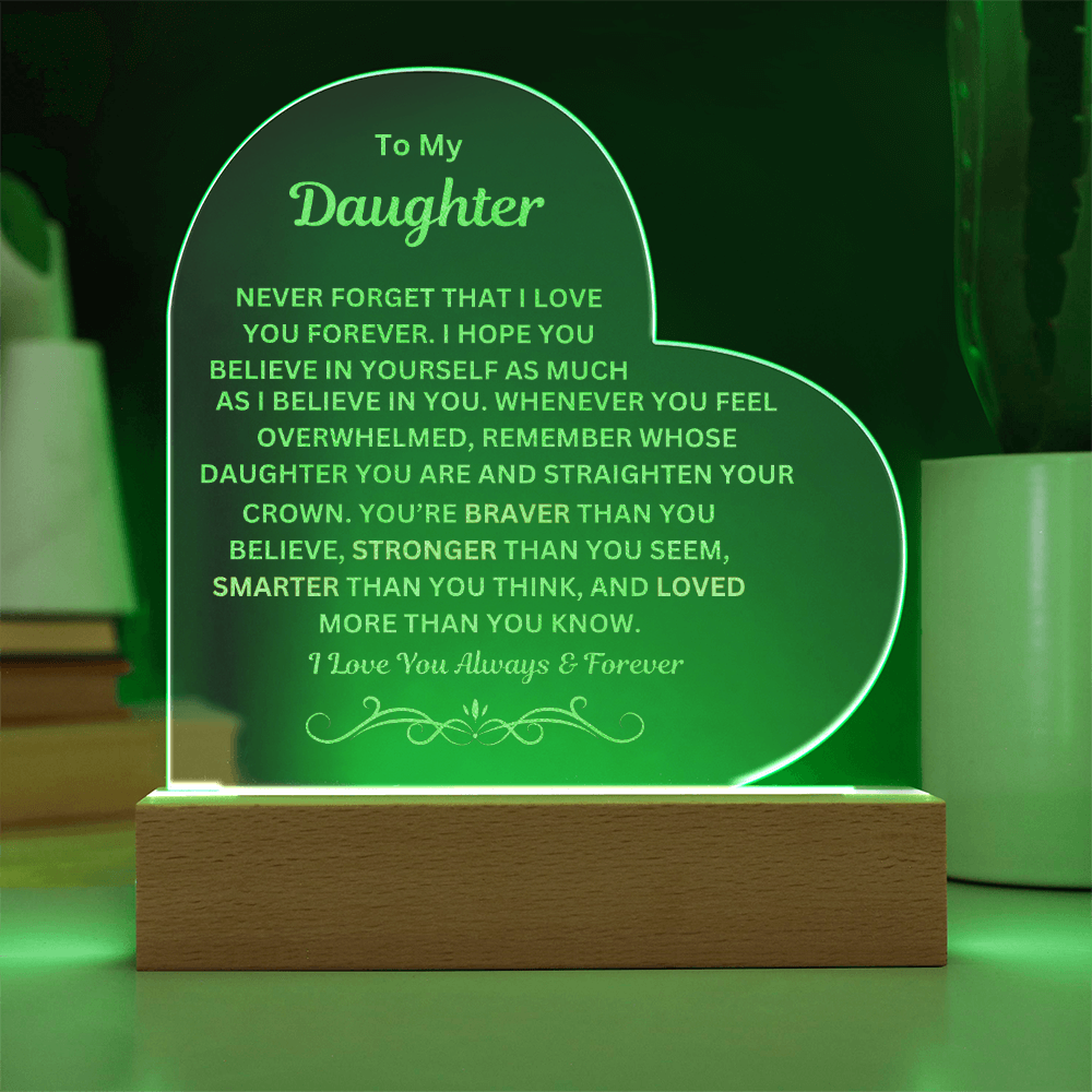 Daughter Engraved Acrylic Heart Plaque