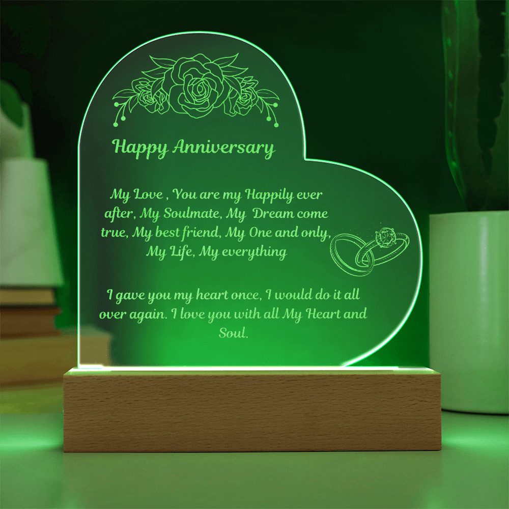 Happy Anniversary Engraved Heart Plaque