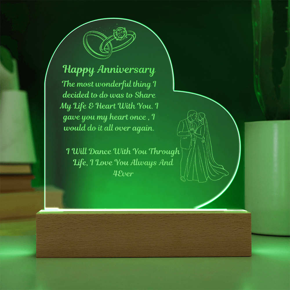 Happy Anniversary Engraved Heart Plaque #2