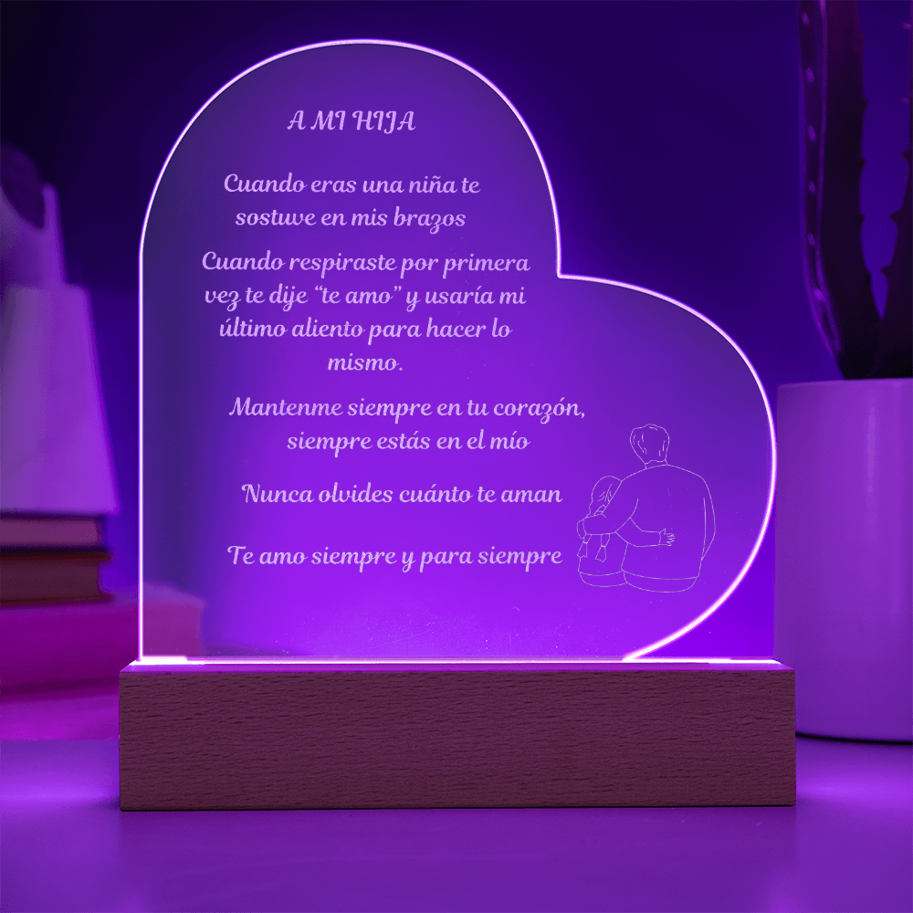 To My Daughter Engraved Acrylic Plaque Spanish
