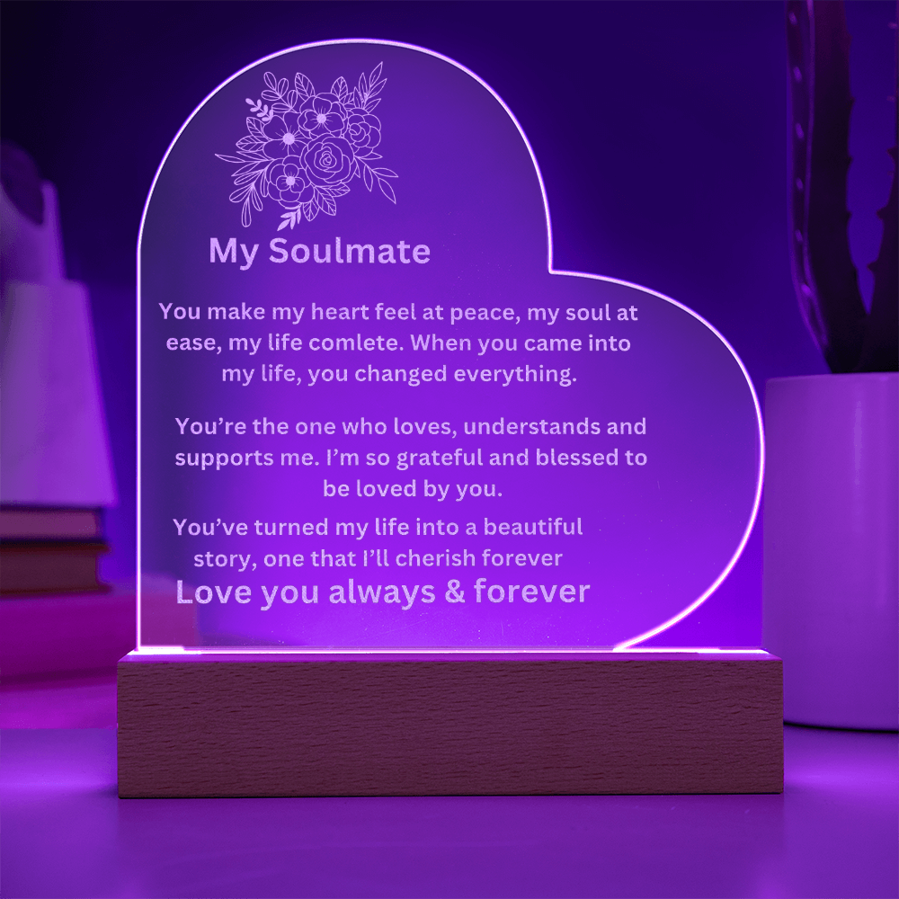 My Soulmate Engraved Heart Plaque