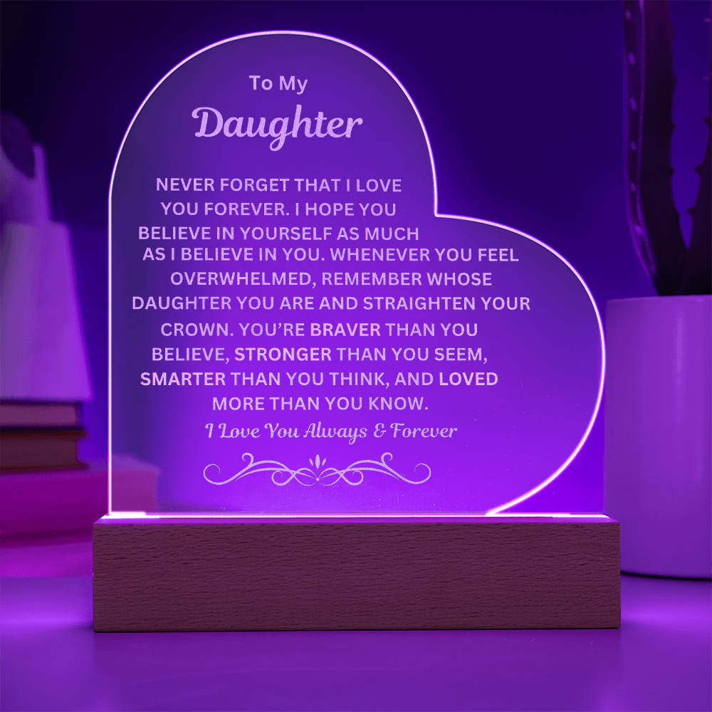Daughter Engraved Acrylic Heart Plaque