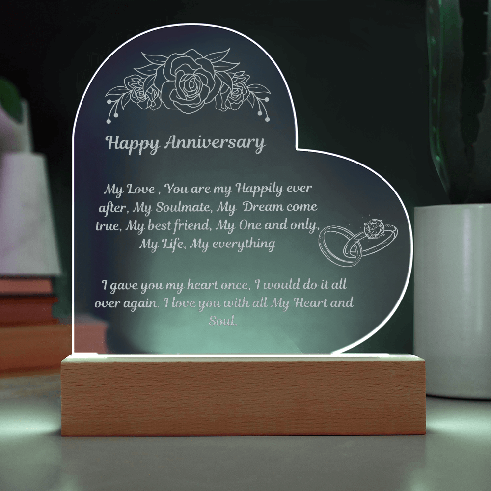 Happy Anniversary Engraved Heart Plaque