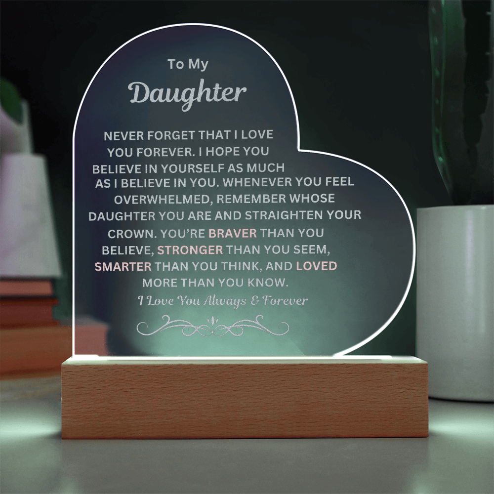Daughter Engraved Acrylic Heart Plaque