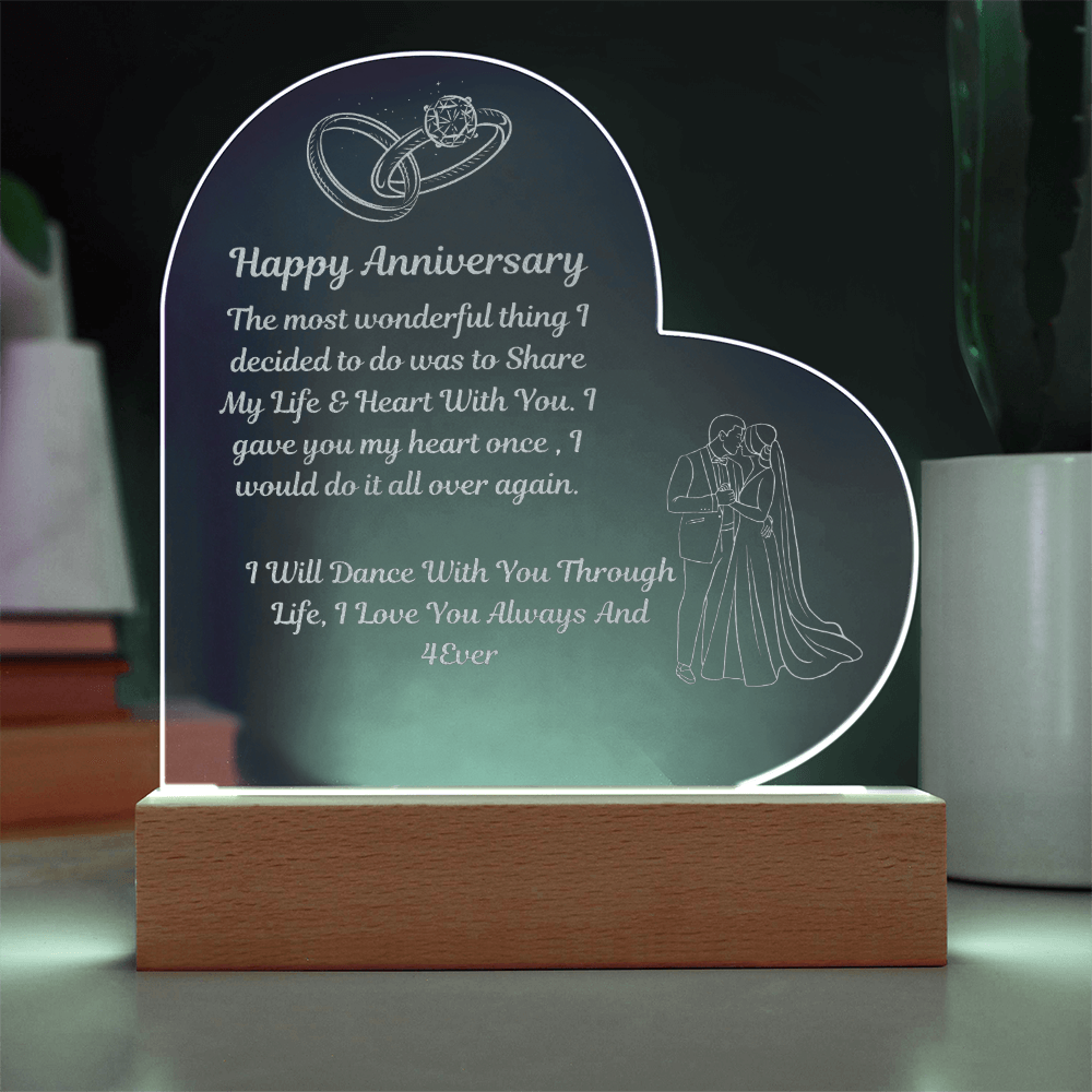 Happy Anniversary Engraved Heart Plaque #2