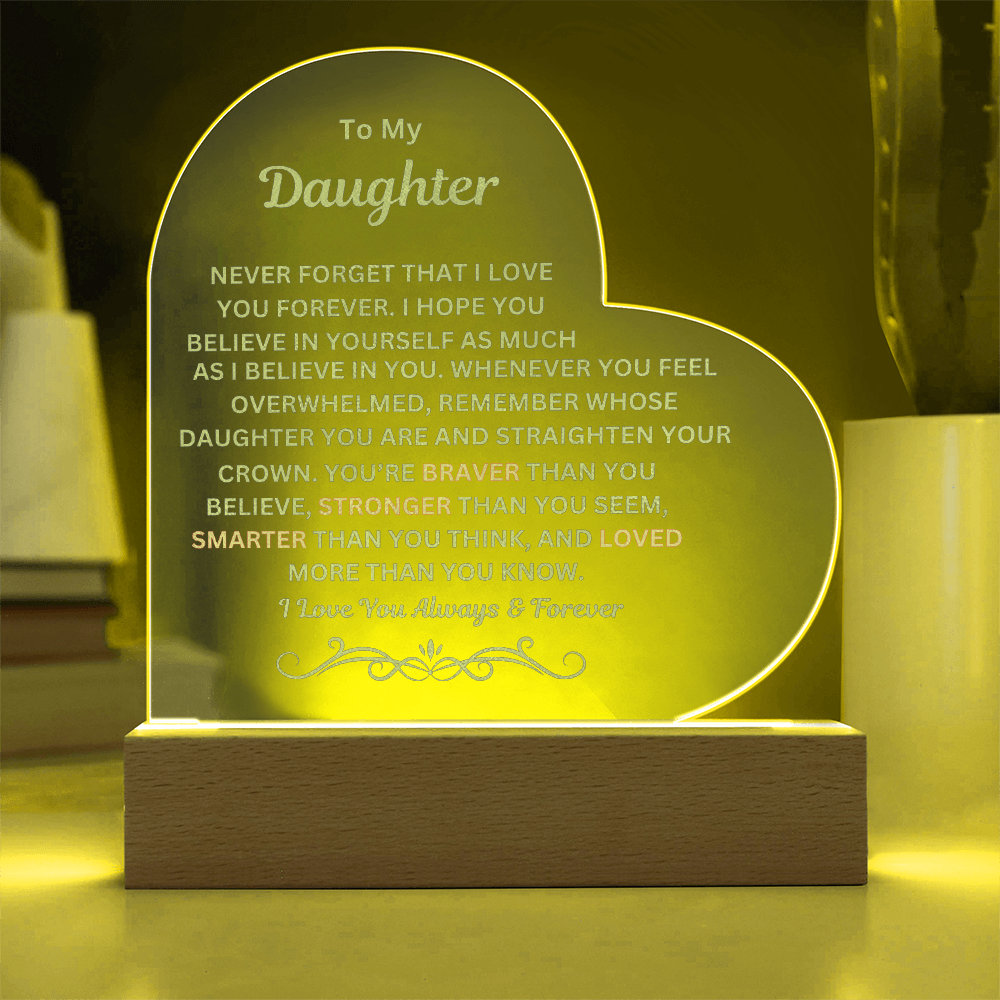 Daughter Engraved Acrylic Heart Plaque