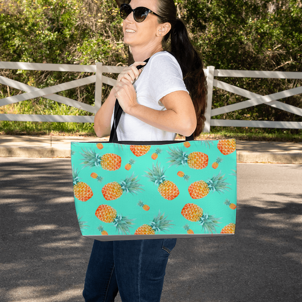 Pineapple Print Weekender Tote Bag