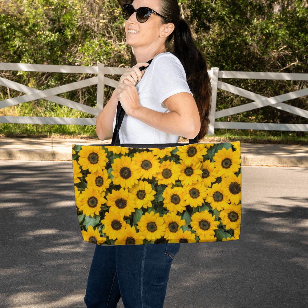 Sunflower Print Weekender Tote Bag