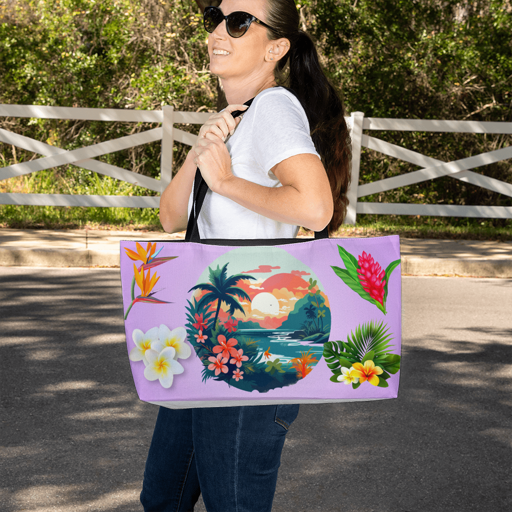 Tropical Hawaiian Flower Weekender Tote Bag