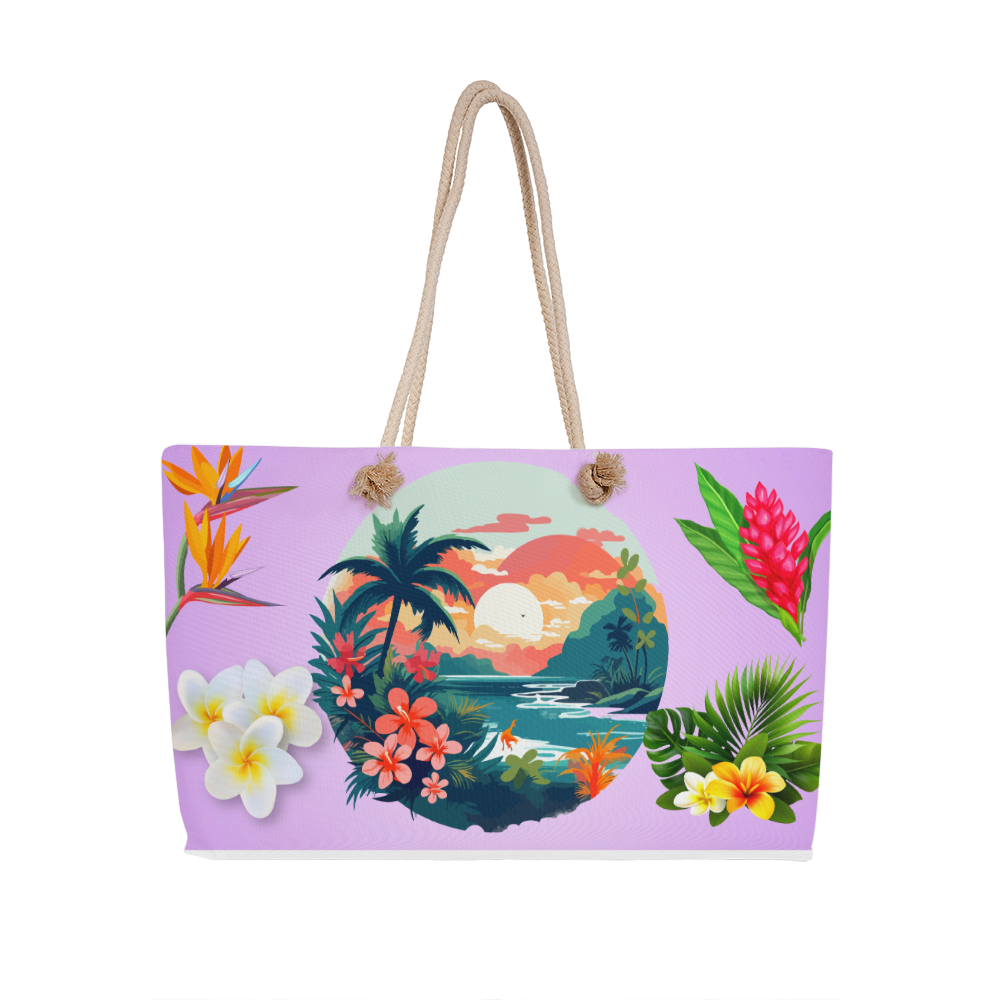 Tropical Hawaiian Flower Weekender Tote Bag