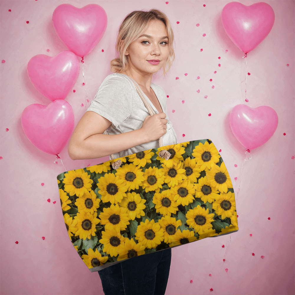 Sunflower Print Weekender Tote Bag