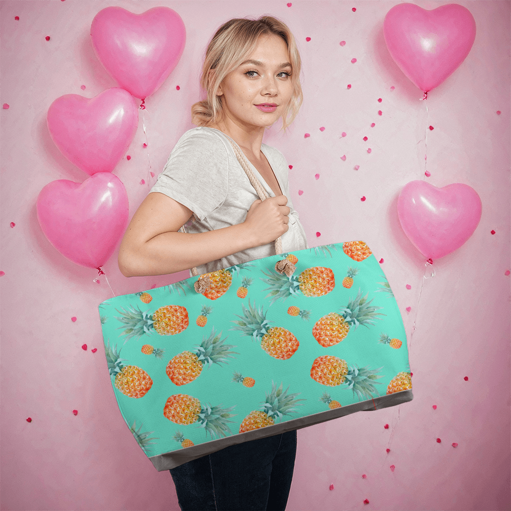 Pineapple Print Weekender Tote Bag