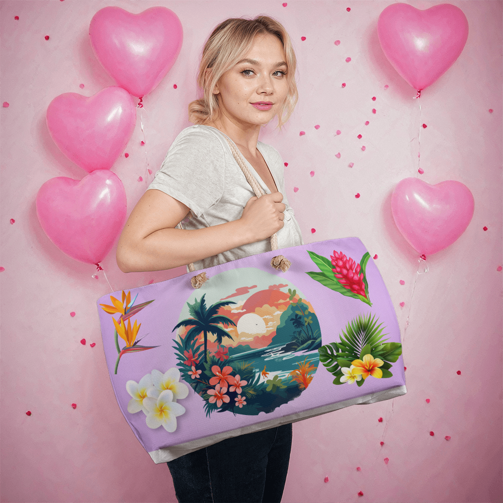 Tropical Hawaiian Flower Weekender Tote Bag