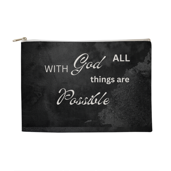 With God All Things Are ossible Large Fabric Zippered Pouch