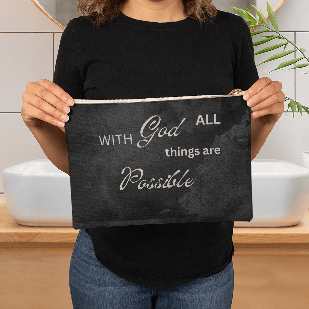 With God All Things Are ossible Large Fabric Zippered Pouch
