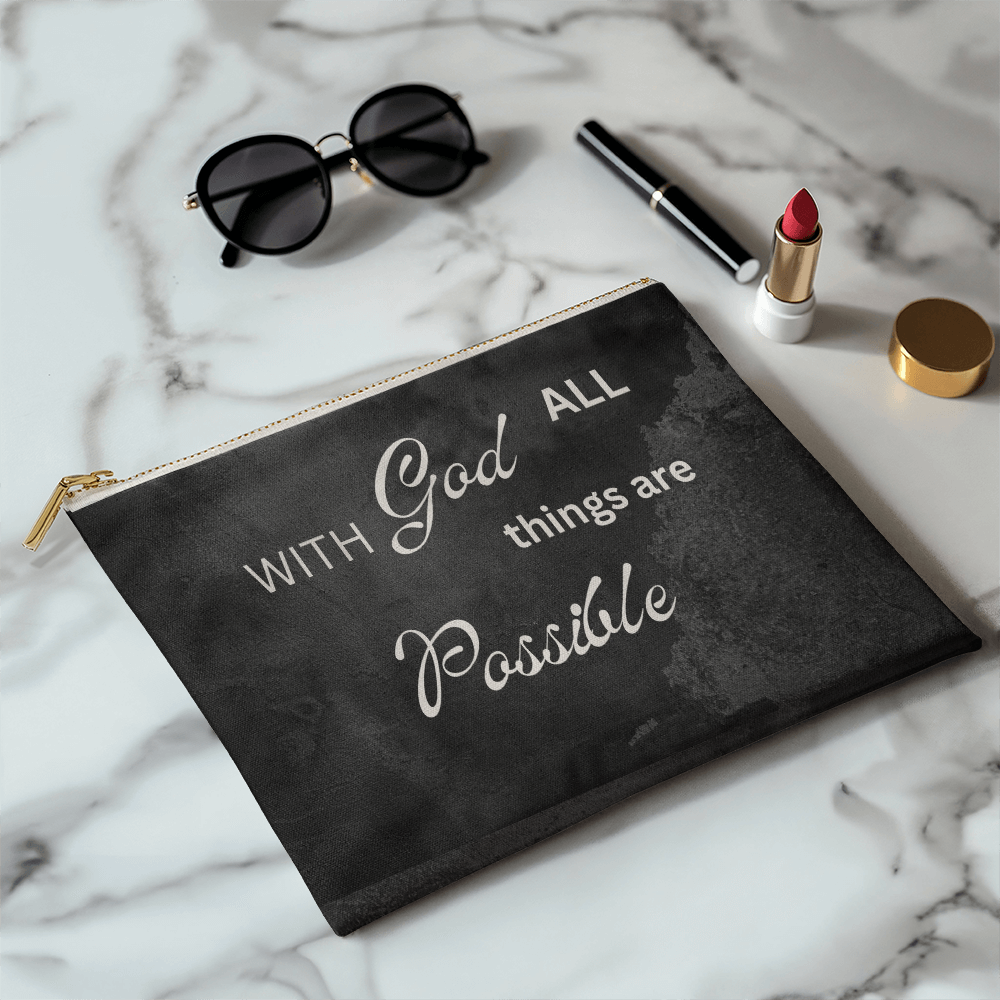 With God All Things Are ossible Large Fabric Zippered Pouch