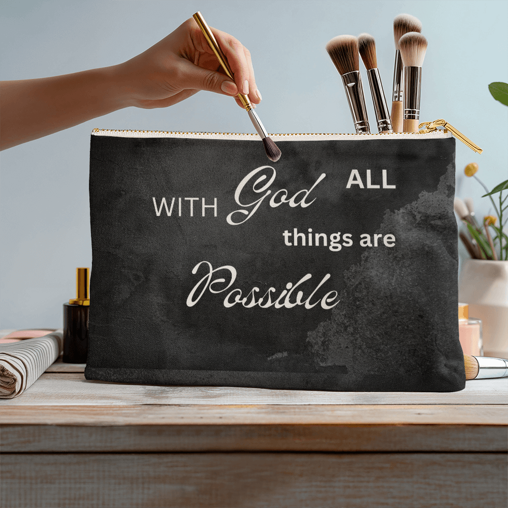 With God All Things Are ossible Large Fabric Zippered Pouch