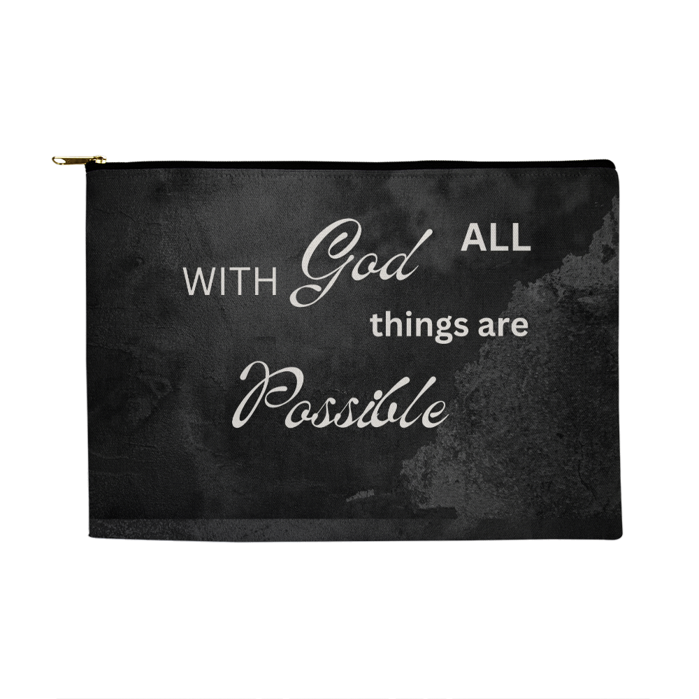 With God All Things Are ossible Large Fabric Zippered Pouch