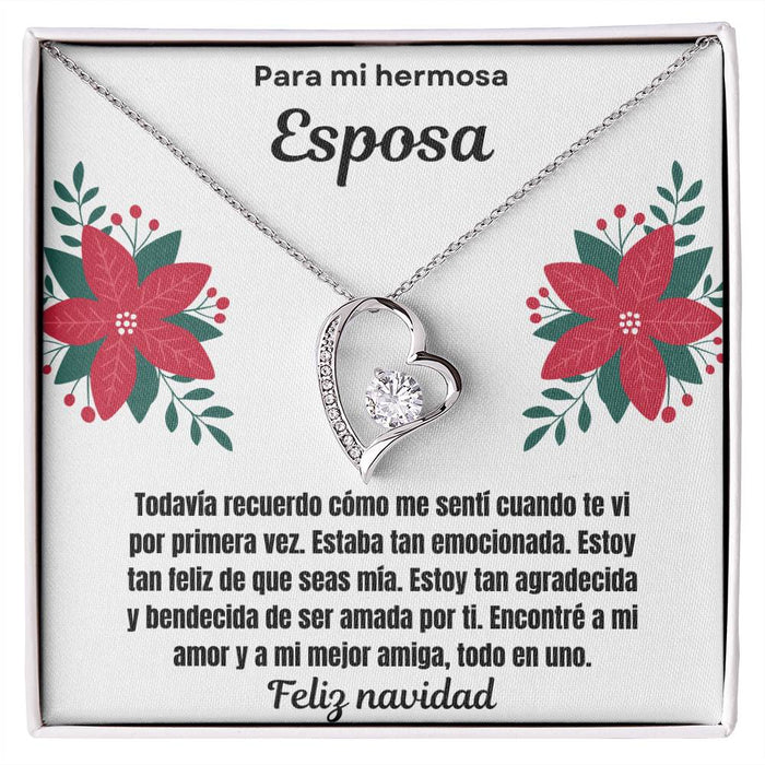To My Beautiful Wife Merry Christmas Spanish Forever  Love Necklace