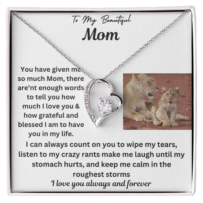 To My Beautiful Mom Forever Love Necklace