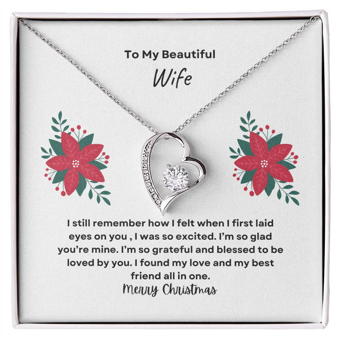 To My Beautiful Wife Merry Christmas Forever Love Necklace
