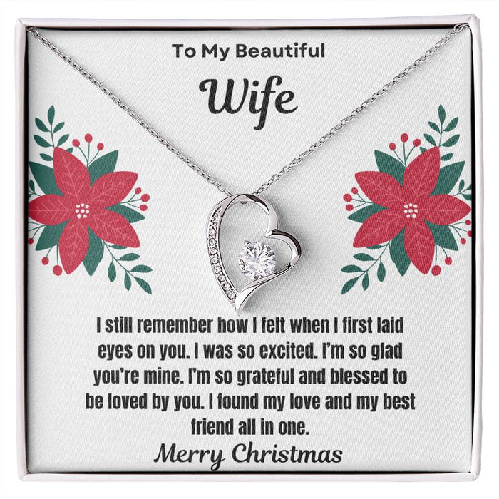To My Beautiful Wife Merry Christmas Forever Love Necklace