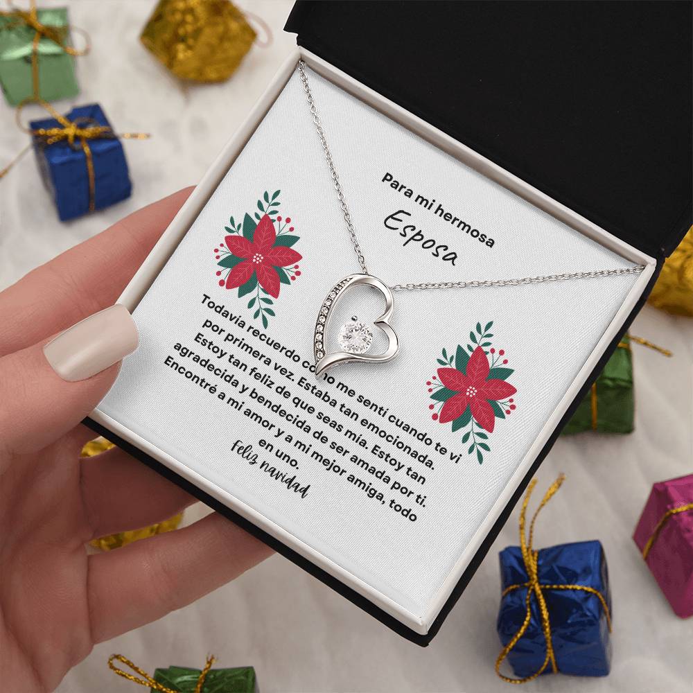 To My Beautiful Wife Merry Christmas Spanish Forever Love Necklace