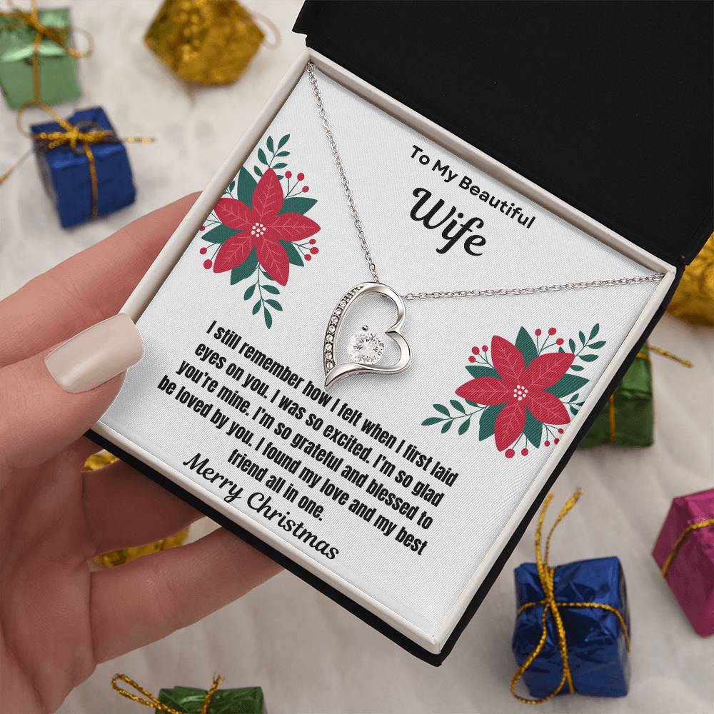 To My Beautiful Wife Merry Christmas Forever Love Necklace