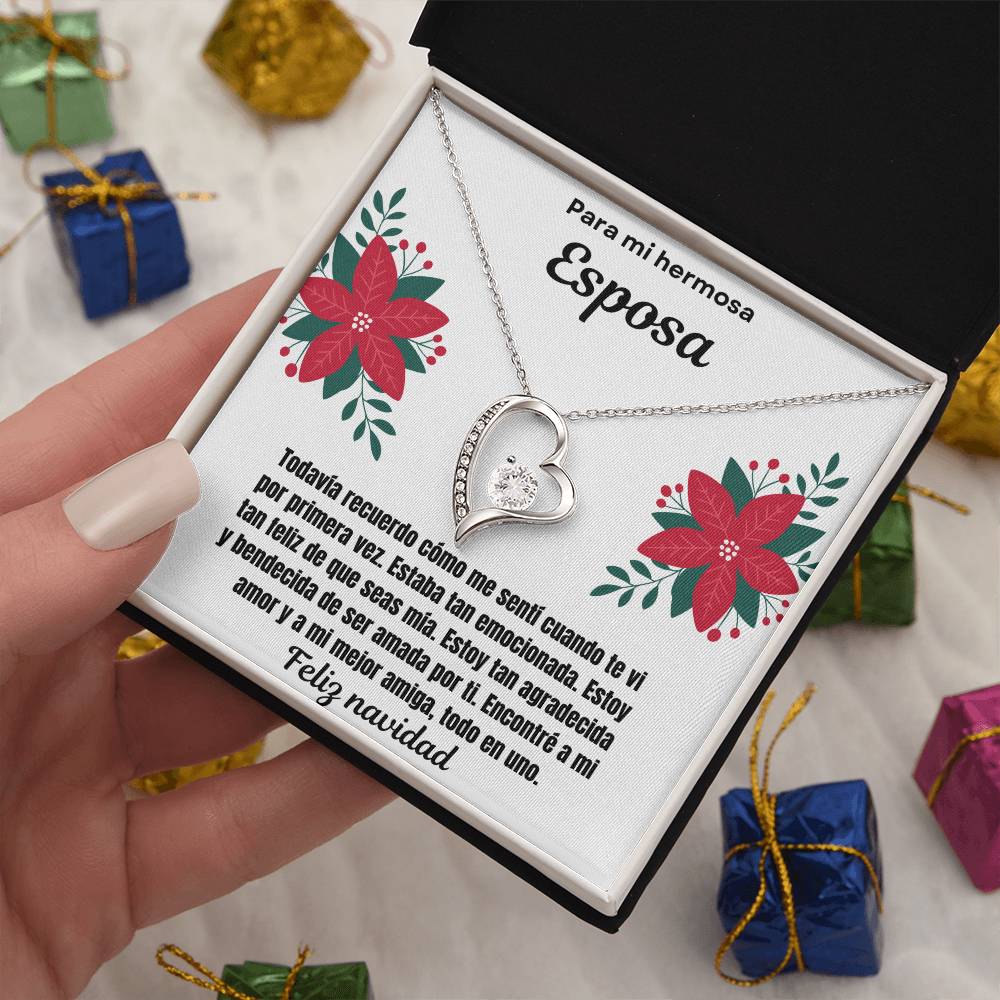 To My Beautiful Wife Merry Christmas Spanish Forever  Love Necklace