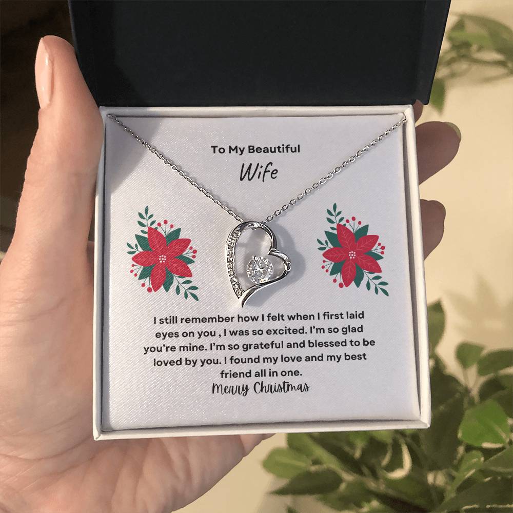 To My Beautiful Wife Merry Christmas Forever Love Necklace