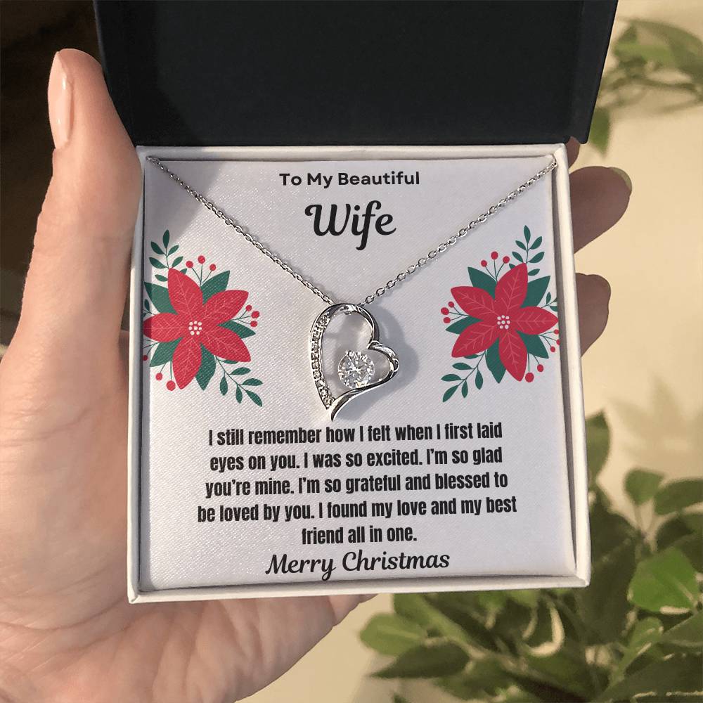 To My Beautiful Wife Merry Christmas Forever Love Necklace