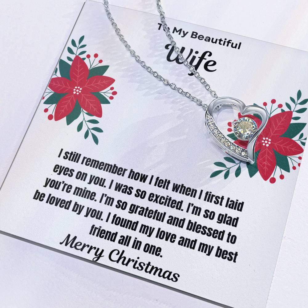 To My Beautiful Wife Merry Christmas Forever Love Necklace
