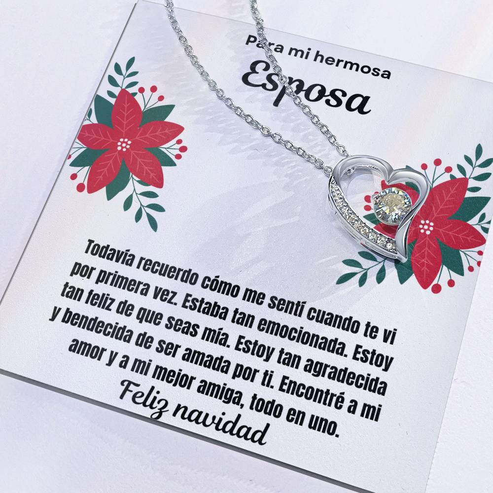 To My Beautiful Wife Merry Christmas Spanish Forever  Love Necklace