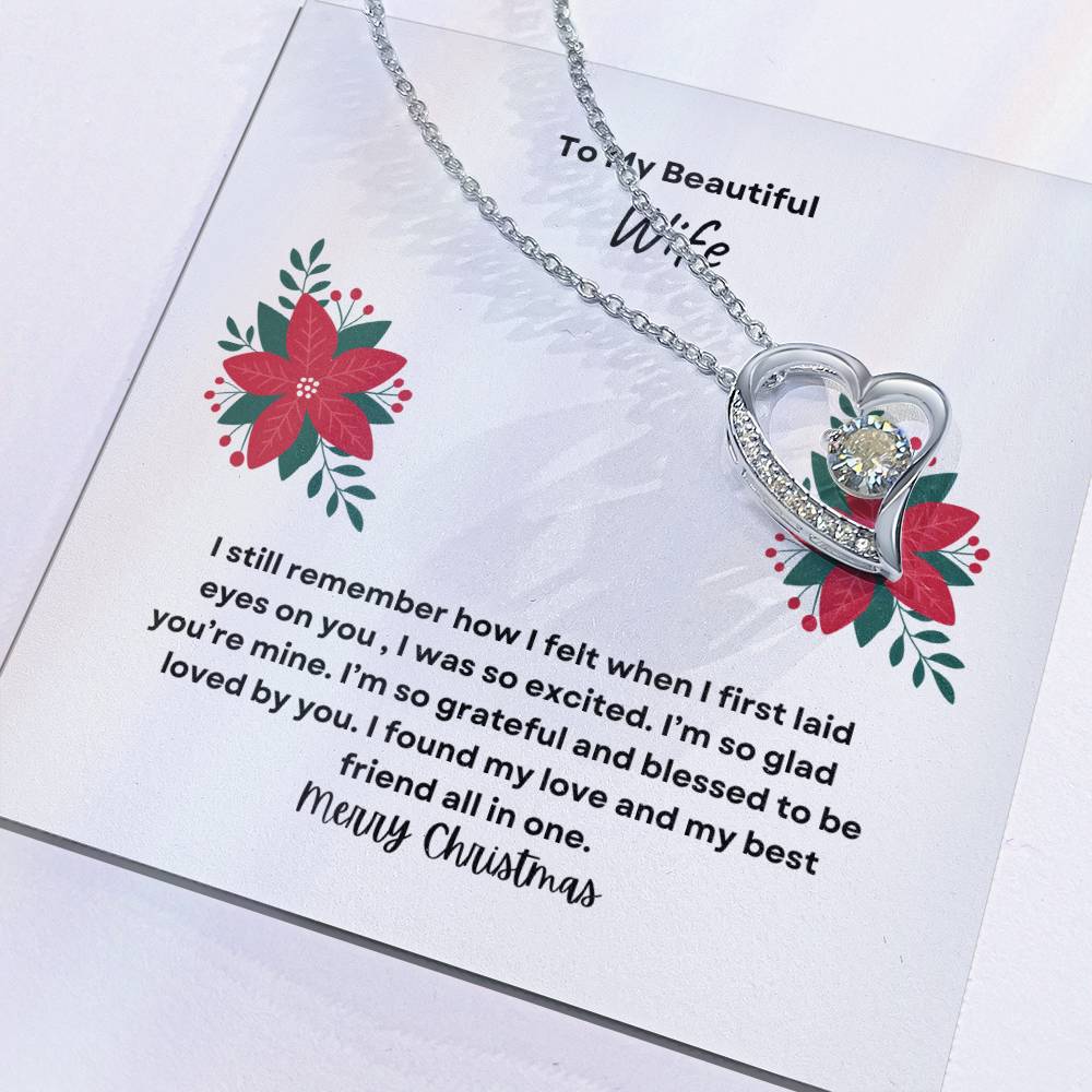 To My Beautiful Wife Merry Christmas Forever Love Necklace