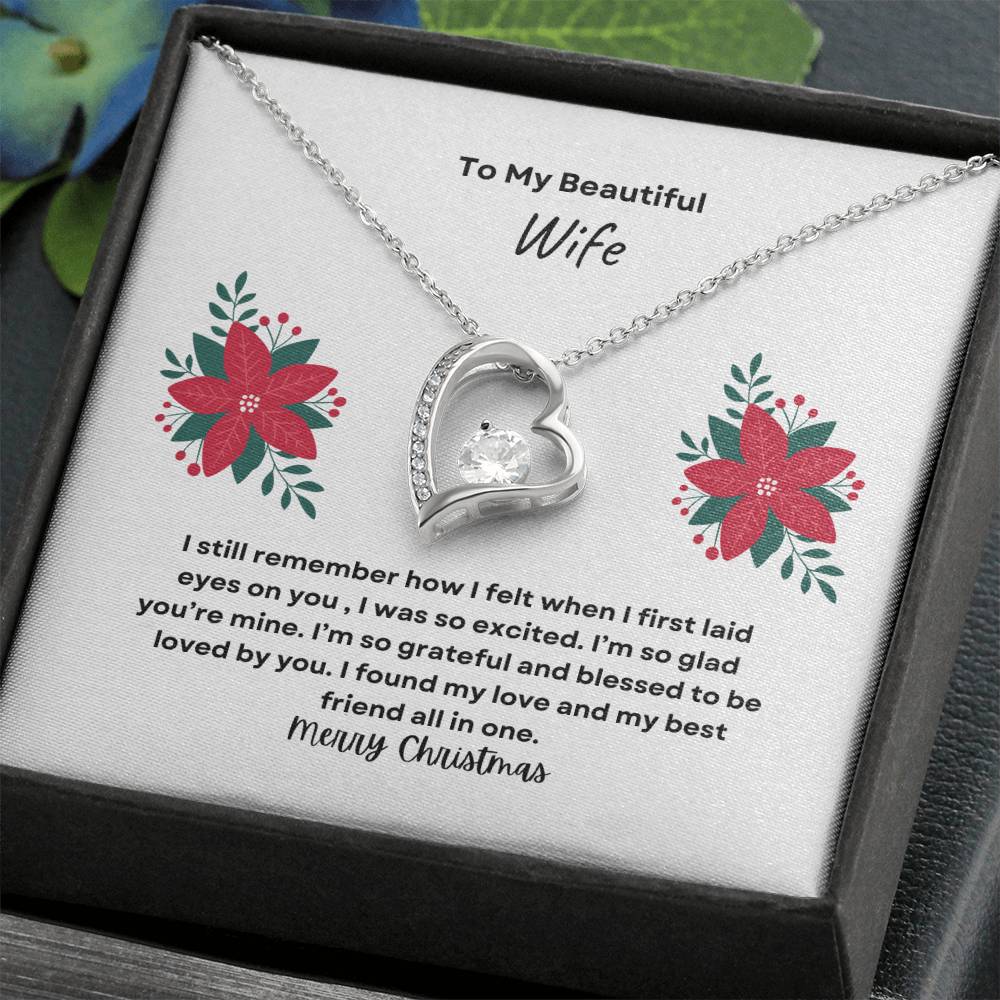 To My Beautiful Wife Merry Christmas Forever Love Necklace