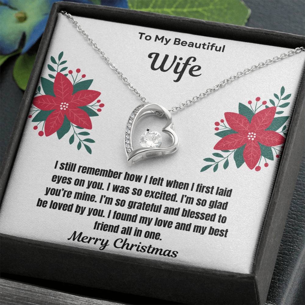To My Beautiful Wife Merry Christmas Forever Love Necklace