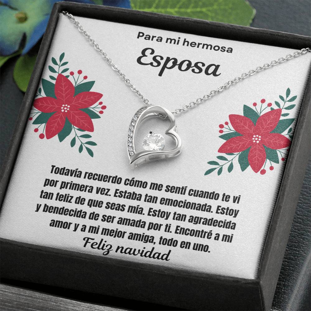 To My Beautiful Wife Merry Christmas Spanish Forever  Love Necklace