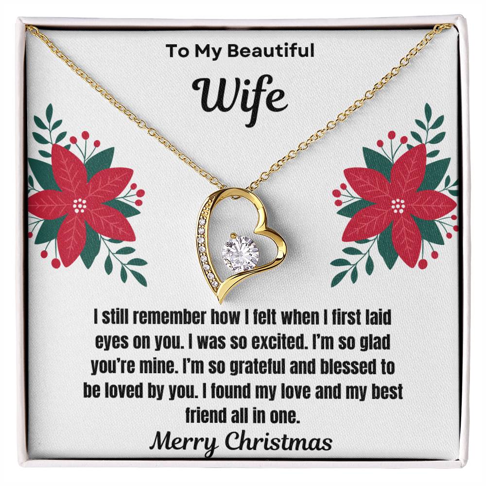 To My Beautiful Wife Merry Christmas Forever Love Necklace