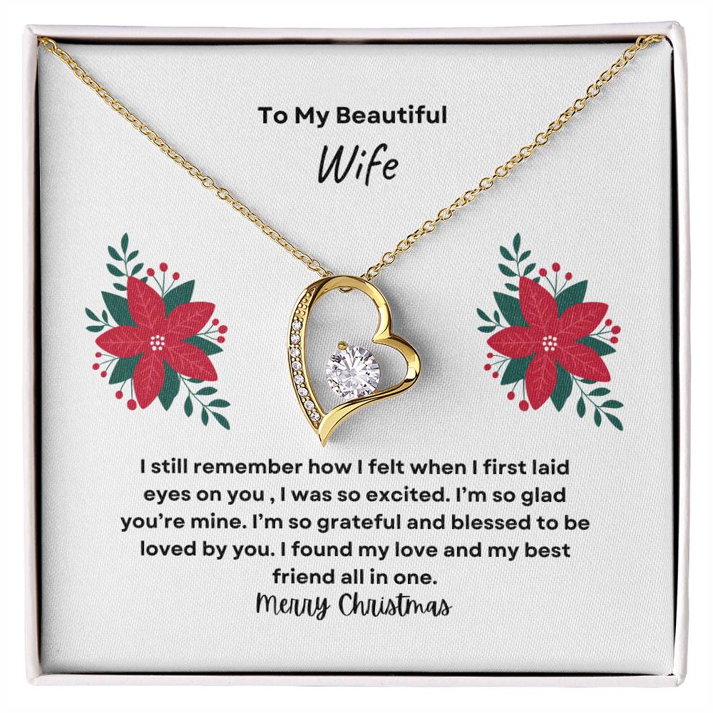 To My Beautiful Wife Merry Christmas Forever Love Necklace