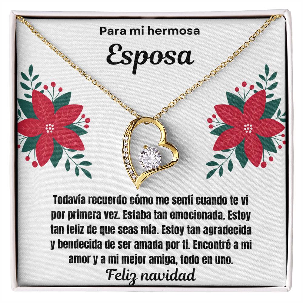 To My Beautiful Wife Merry Christmas Spanish Forever  Love Necklace