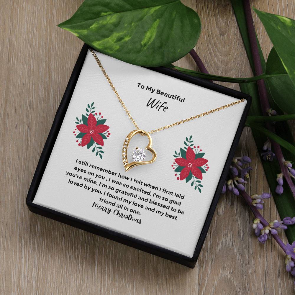 To My Beautiful Wife Merry Christmas Forever Love Necklace