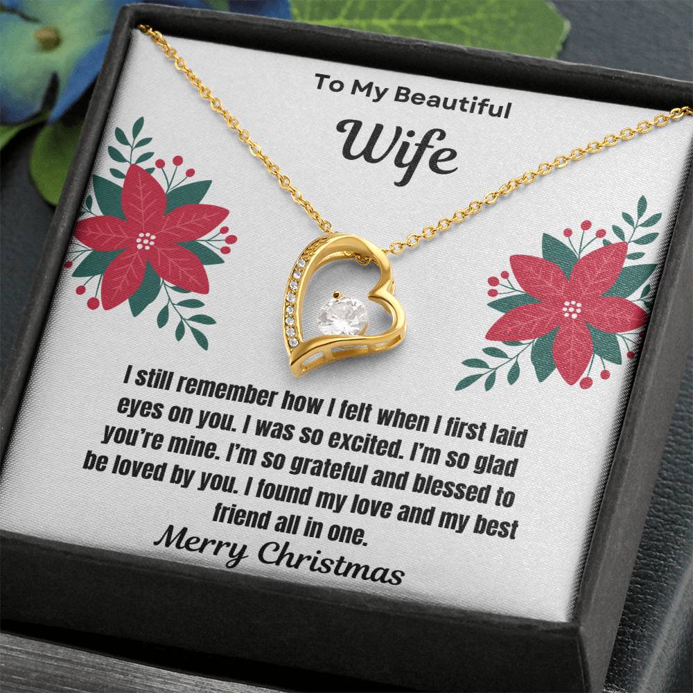To My Beautiful Wife Merry Christmas Forever Love Necklace